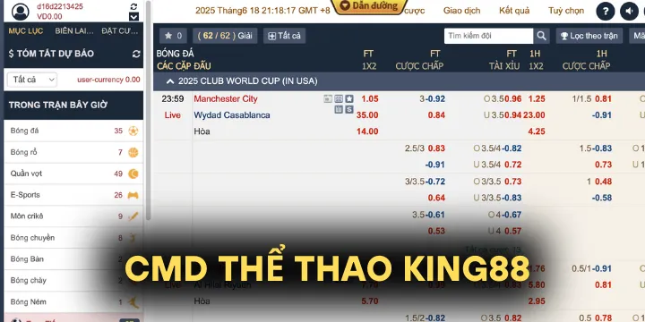 CMD thể thao King88 - Sảnh game đỉnh cao, trò chơi cực hot
